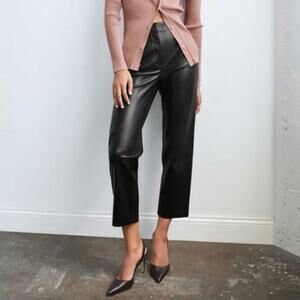 Aritzia Babaton Black Faux Leather Cropped Pants